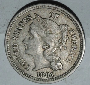 1881 Three Cent Piece Nickel {{{3775 - Picture 1 of 4