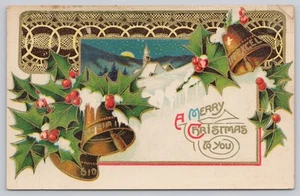 Postal Dividida Una Feliz Navidad a Ti Holly Bell Iglesia Nevada - Imagen 1 de 2