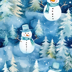 Schneemänner auf blau! Weihnachten Patchworkstoff Meterware/Fett/Lang/Viertel 100% Baumwolle - Bild 1 von 4