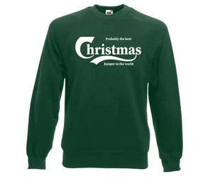 Adults Probably The Best Christmas Jumper In The World Festive Green Sweater - Picture 1 of 7