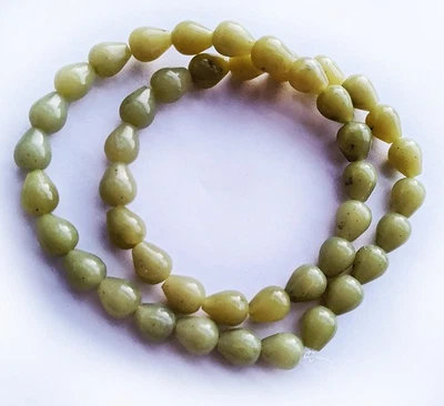 Piedras preciosas oliva jade cuentas sueltas forma pera 7x9 mm 15-1/2" hilo 44 cuentas (#g67) Foto 1 de 2