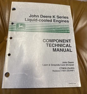1991 John Deere K Serie flüssigkeitsgekühlte Motoren Komponente technisches Handbuch CTM39 - Bild 1 von 2