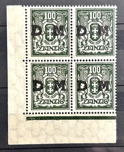 1923 German Danzig block of 4 Stamps Mi:DA D37 - Officials o/print DM MNH /753 - Picture 1 of 1