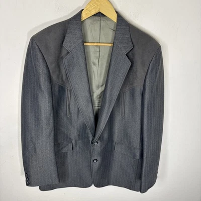 Blazer ocidental Circle S 42R cinza listra de giz jaqueta cowboy rancho EUA - Imagem 1 de 4