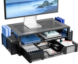 Soporte de monitor de metal de 2 niveles elevador de monitor y organizador de escritorio de computadora con Dra... - Imagen 1 de 6
