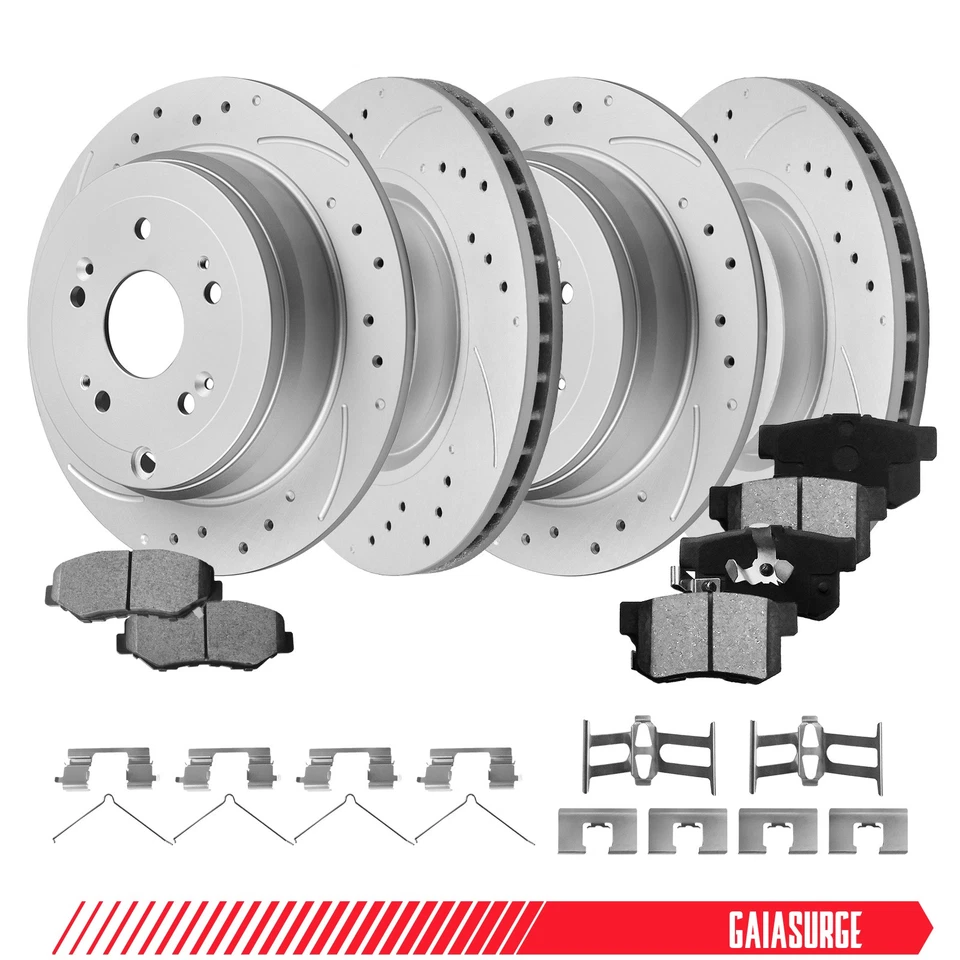 Front & Rear Drilled Disc Brake Rotors & Ceramic Pads for 2005-2006 Honda CR-V Foto 1 de 4
