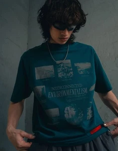 CHNGE T-Shirt Uomo Interconnesso Ambiente Casual Crew Manica Corta Abete - Foto 1 di 6