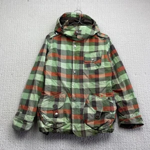Y2K Burton Jacket Womens S Green / Orange Plaid Hooded Snowboarding / Ski - Bild 1 von 14