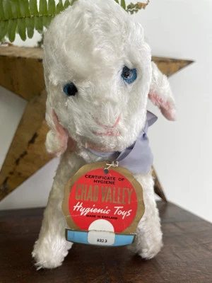 Antiguo juguete suave de peluche de cordero del valle de Chad de colección con etiqueta y etiqueta rara en stock de tienda Foto 1 de 4
