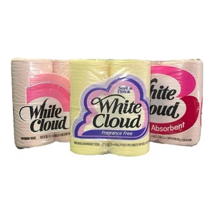 Vintage White Cloud Prop Pink Yellow tissue toilet paper bathroom 3 Pk 12 Rolls - Picture 1 of 4