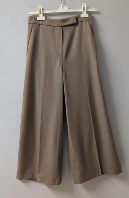 Pantalón Max Mara Recortado Revere 100% Lana Virgen Pierna Ancha Camel EE. UU. 4 Foto 1 de 4