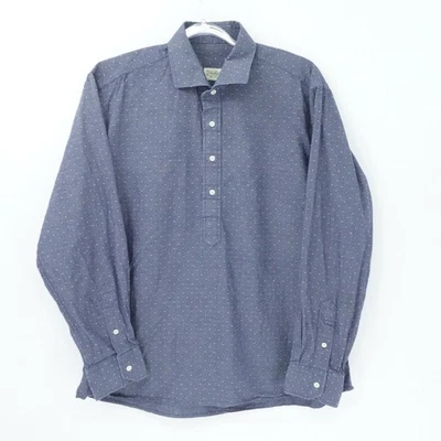 Gitman Bros Shirt Mens XL Blue Popover Long Sleeve Polka Dot Made in USA - Image 1 of 4