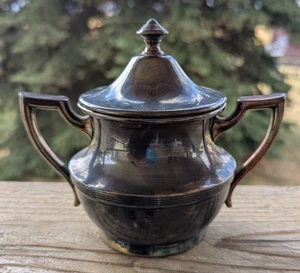 Vintage Sheffield #853 Silver Plated Double Handle Sugar Bowl With Lid - Picture 1 of 8
