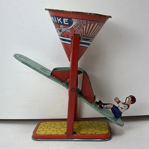 1950er J. Chein & Co. Busy Mike Blech Litho Wippe Sandspielzeug wie vermisst Mädchen - Bild 1 von 15