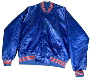 Vintage Chalk Line Satin Bomberjacke Herren L Blau USA Blank - Bild 1 von 7