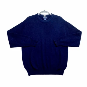 Paul Frederick Sweater Mens Small Navy 2ply Cashmere Ribbed Crewneck Pullover - Picture 1 of 10