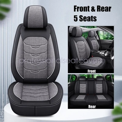 For Toyota Camry Luxury PU Leather Car 5-Seat Covers Front + Rear Gray USA Foto 1 de 4