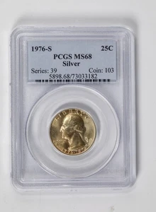 1976 S Silver Washington Quarter 25C PCGS MS68 - Picture 1 of 3