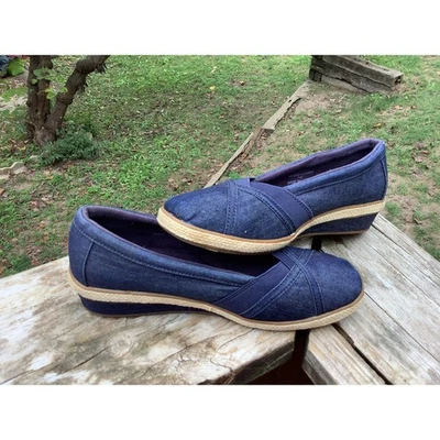 Grasshoppers Ortholite Drk 蓝色牛仔楔形懒人鞋 7M Criss Cross Comfort — 第 1/4 张图片