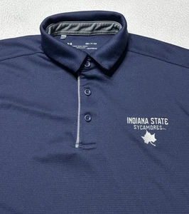 Under Armour Indiana State Sycamores Polo Golf Shirt Mens Small Navy Blue - Picture 1 of 7