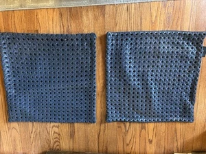 Williams Sonoma Leather Cane Pillow Cover 20"x20” Navy NWT - Picture 1 of 4