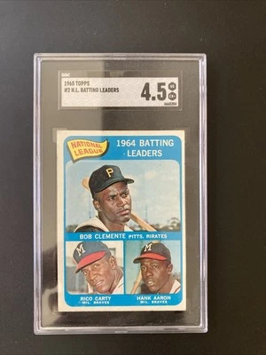 1965 TOPPS NL BATTING LDRS #2 CLEMENTE AARON CARTY SGC 4.5 VG-EX - Image 1 of 3