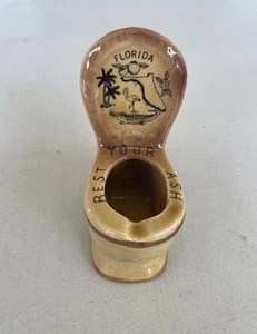 Vintage Florida Souvenir Ashtray Novelty Toilet Humor Porcelain Yellow Retro - Picture 1 of 5