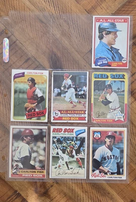 Lot of (7) Carlton Fisk Topps Cards Red Sox  1975-1981 - Image 1 of 4
