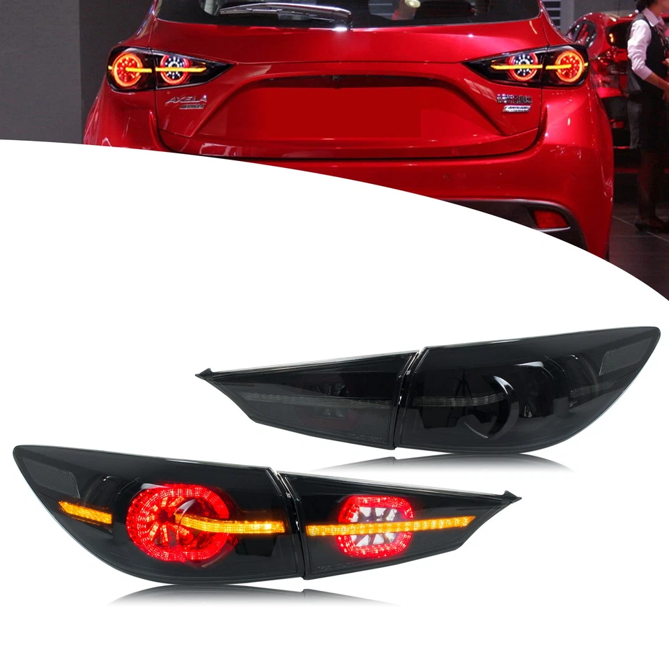 Luces traseras LED para Mazda 3 2014-2018 sedán conjunto de luces traseras negras secuenciales Foto 1 de 4