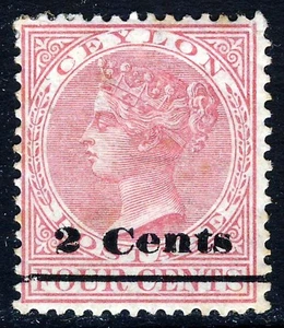 CEYLON QV 1888 Surcharged 2 Cents on 4c. Rose SG 207 MINT - Picture 1 of 2