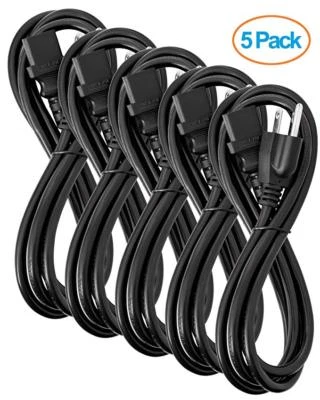 5-Pack 3-Prong AC Power Cords Cables for Desktop PC Mac Computer Printer Monitor - Image 1 of 4