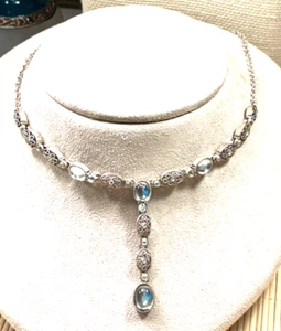 Avon Necklace Rhinestone Crystal Filigree Clear Silver Tone Y Style Choker - Picture 1 of 4