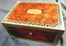 Early Victorian Brass Bound Rosewood Fitted Travelling Dressing Case Vanity Box