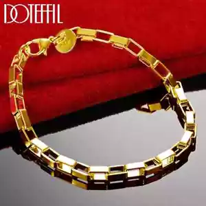 DOTEFFIL 18K Gold Farbe groß lang 5 mm Box Kette Armband Hochzeit Mode Schmuck - Bild 1 von 2