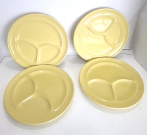 WALLACE RESTAURANT DESERT WARE HEAVY YELLOW DIVIDED CHOP GRILL PLATES LOT OF 4 - Picture 1 of 8