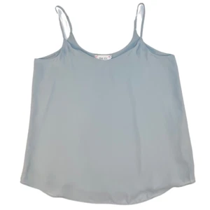 Pink Rose Cami Large Dusty Blue Spaghetti Strap Lightweight Flowy Casual Tank - Picture 1 of 9