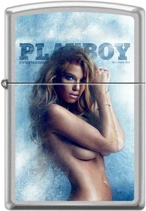 Zippo Playboy December 2014 Cover Satin Chrome Windproof Lighter NEW RARE - Picture 1 of 2