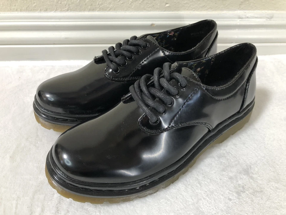 Zapatos Report Dannika para mujer con cordones charol negros EE. UU. TALLA 6,5 M Foto 1 de 4