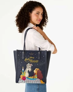 Bolso de Mano Disney X Kate Spade Nueva York Dama y El Vagabundo Grande Azul Nuevo con Etiquetas KH464 - Imagen 1 de 14
