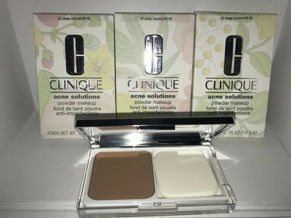 3x CLINIQUE ACNE  SOLUTIONS POWDER MAKEUP #20 DEEP NEUTRAL - Image 1 of 1