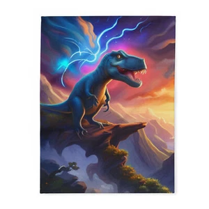 T-Rex Dinosaur - Arctic Fleece Blanket - 3 Sizes - Picture 1 of 13
