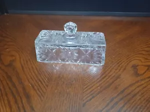 VINTAGE CLEAR HEAVY CUT GLASS BUTTER DISH TOP TRAY with KNOB - TOP ONLY - Picture 1 of 9