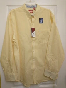 Herren Izod Gingham Button Down Langarm Gelb Hals XL - Bild 1 von 8