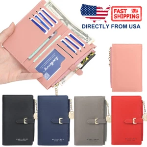 Women's Leather Short Wallet Credit Card Holder Small Bifold Purse Handbag US - Picture 1 of 13