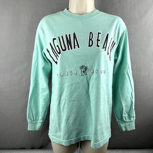 Vintage ALSTYLE Laguna Beach Grafik T-Shirt Damen Small Langarm türkis 90er - Bild 1 von 7