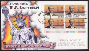 SCOTT 2147 F.A. BARTHOLDI DOROTHY KNAPP HAND PAINTED FIRST DAY COVER FDC - Picture 1 of 2