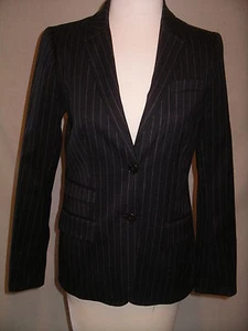 GAP Dk Gray Wide Pinstripe Wool Blend Blazer Jacket - 2 - EUC - Picture 1 of 4