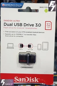 Sandisk 32GO 32 GO Ultra Dual OTG USB 3.0 Lecteurs Flash USB Drive Stick noir. - Imagen 1 de 1