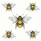 4 x Single Paper Table Napkin/3-Ply/33cm/Decoupage/Honey Bee/Mixed Bees 