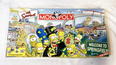 The Simpsons Monopoly Board Game Welcome to Springfield 2001 Open Box Complete - Image 1 of 4
